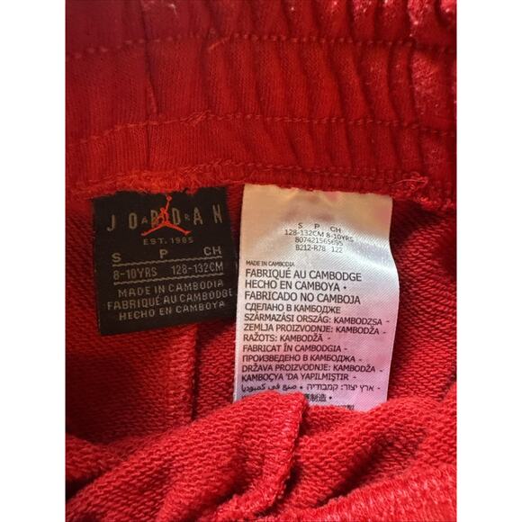 Jordan Shorts Kids Small Red Black Fleece Athletic Basketball Gym Logo Jumpman - Picture 5 of 7